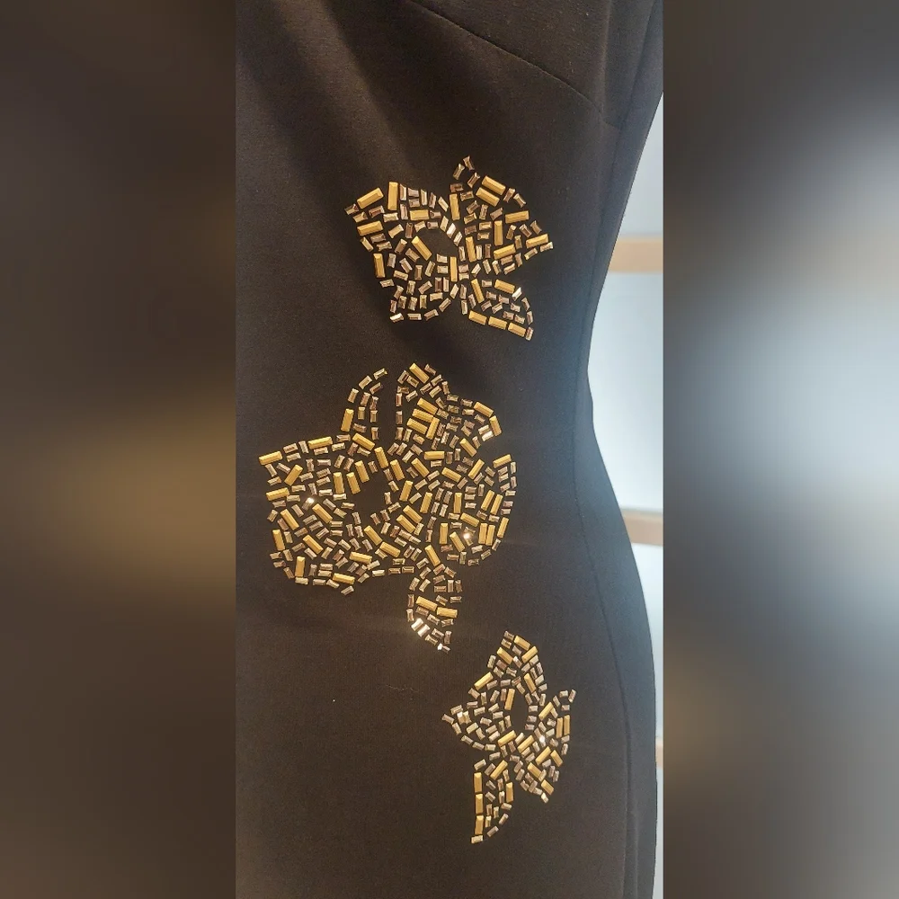Guess Black Dress with Gold Floral Accents - Picture 3 of 10